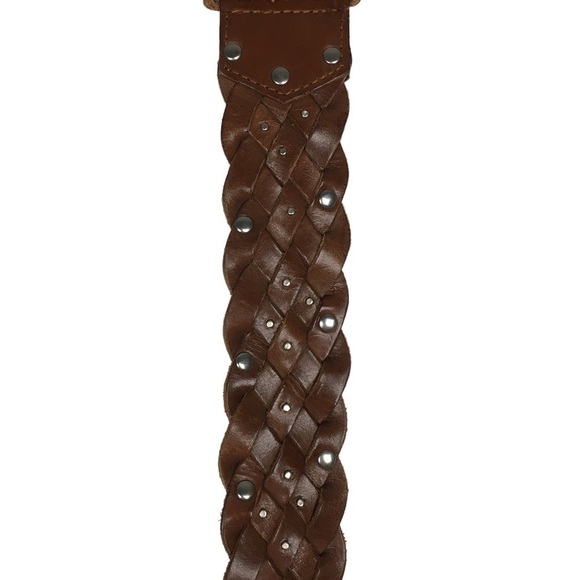 OLD NAVY Braided Leather Belt Stud Details Western Equestrian Rodeo Size Medium - Picture 9 of 15